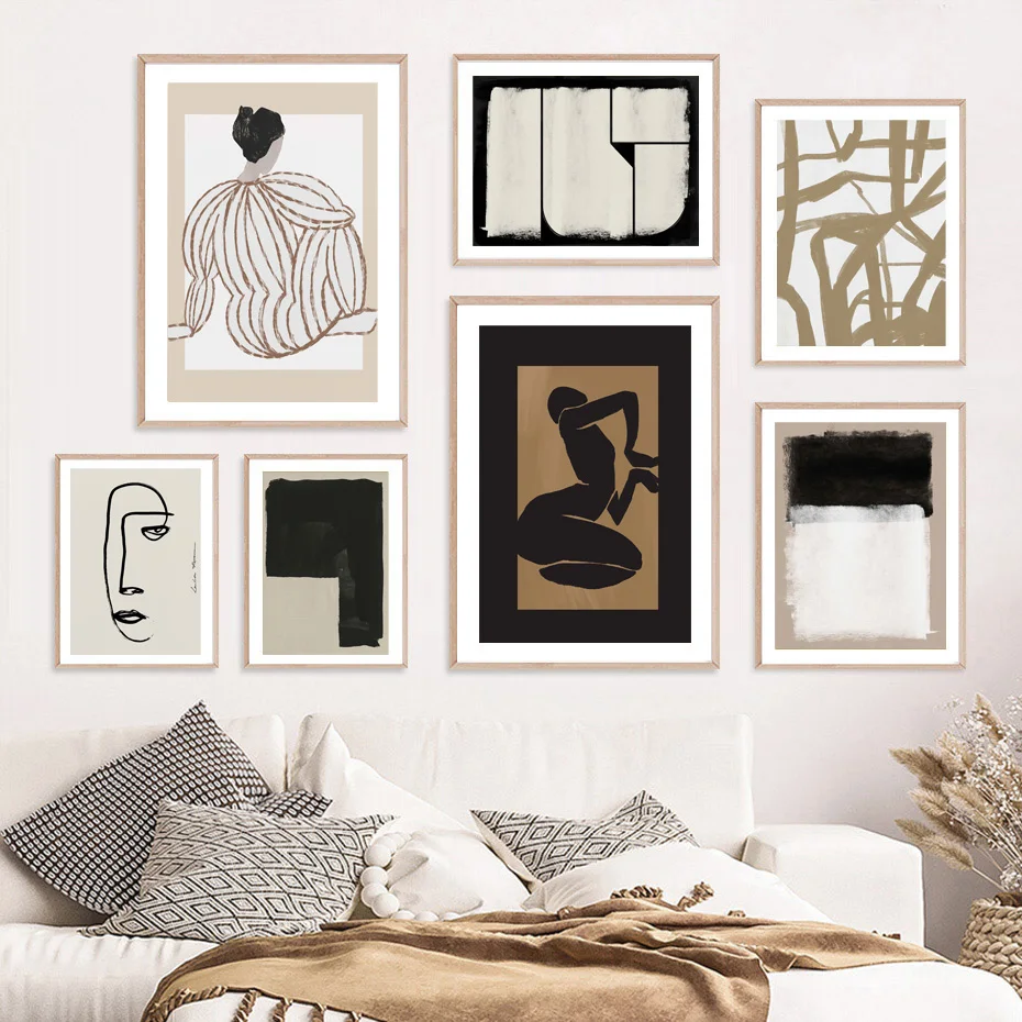 Abstract Lines Clothes Woman Messy Geometry Posters Print Vintage Wall Art Mural Canvas Painting Wall Pictures Living Room Decor