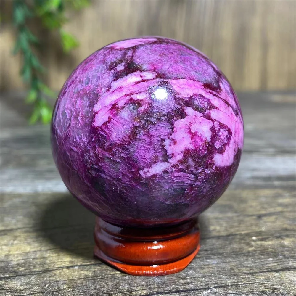 Flor de pêssego natural jade cristal esfera vermelha quartzo beleza pedra bola decoração para casa alta qualidade reiki minerais + suporte