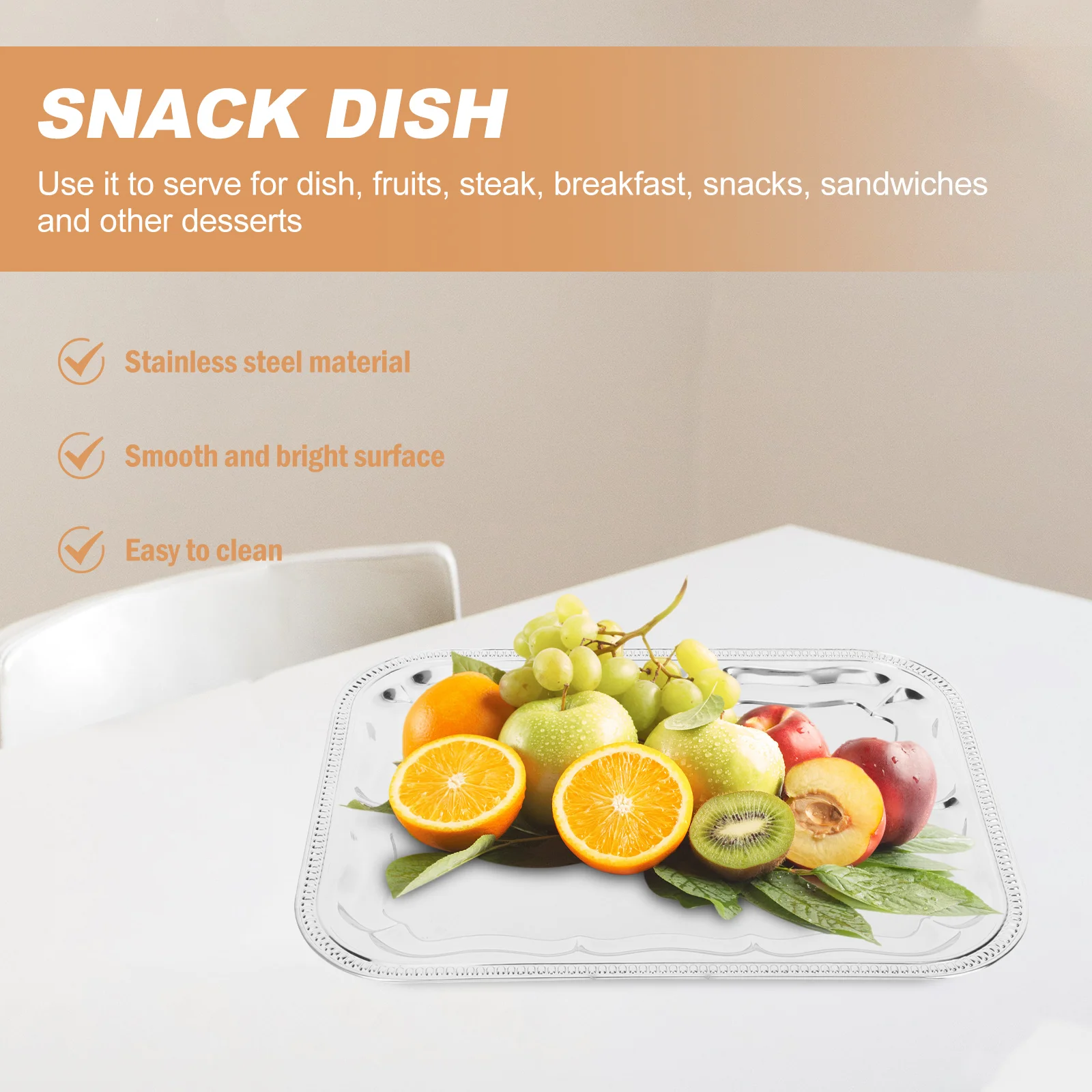 Charging Tray Stainless Steel Snack Dishes Barbecue Rectangular Plate Multi-purpose Food Trays