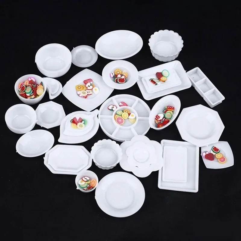 33pcs Doll Accessories Kitchen Acrylic Mini Tableware Miniatures Cup Plate Dish Decor Toys for Kids Girls Gifts for Children