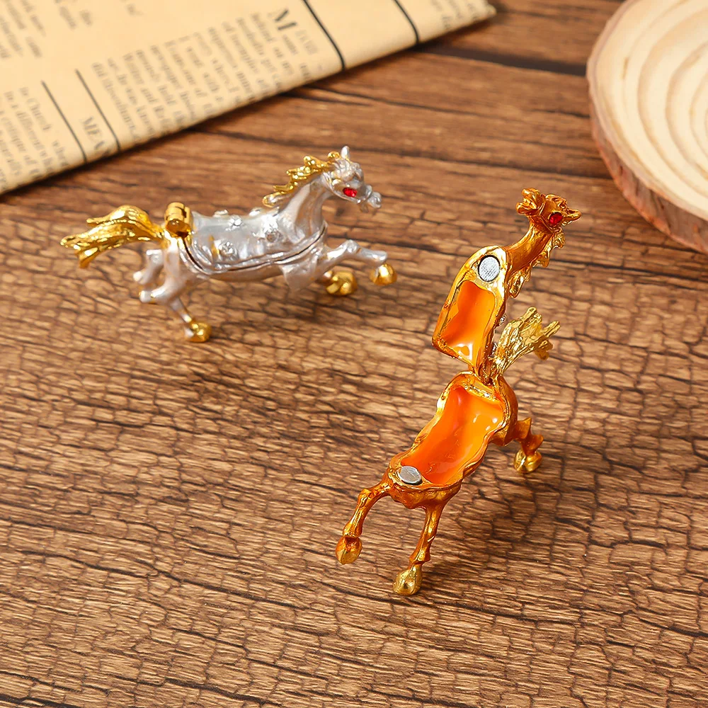 Hand Painted Small Horse Shape Trinket Box Decorative Hinged Jewelry Trinket Box Unique Gift for Home Decor