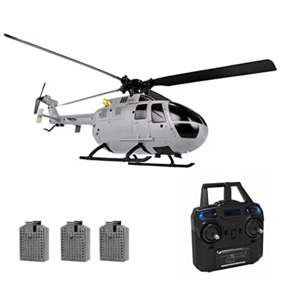 RC helicopter for indoor use, ABS plastic body, black-gray color, 6-axis gyro stabilization and altitude hold for stable flight