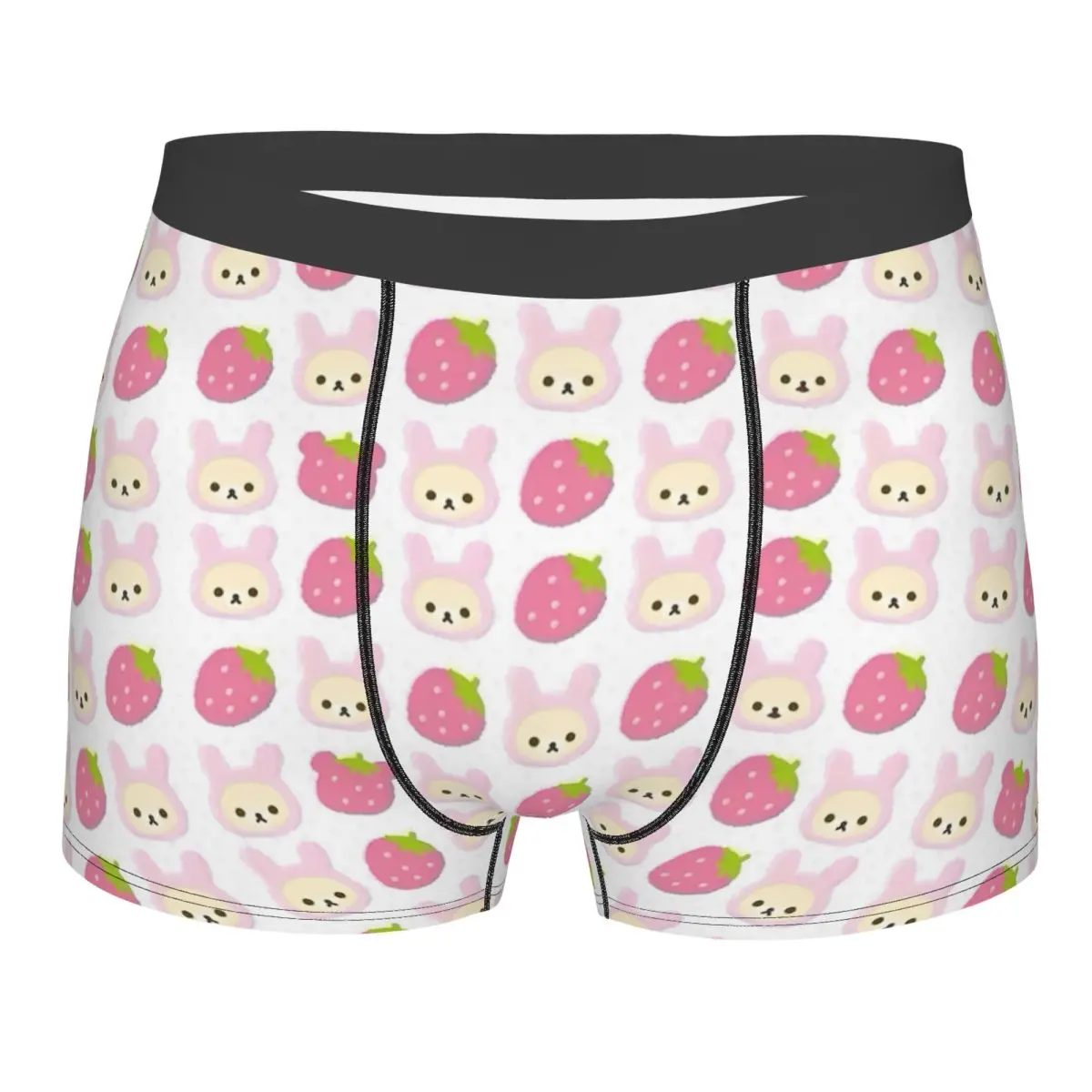 Rilakkuma Men Underwear Strawberry Cartoon Boxer Shorts Panties Fashion Soft Underpants for Homme Plus Size