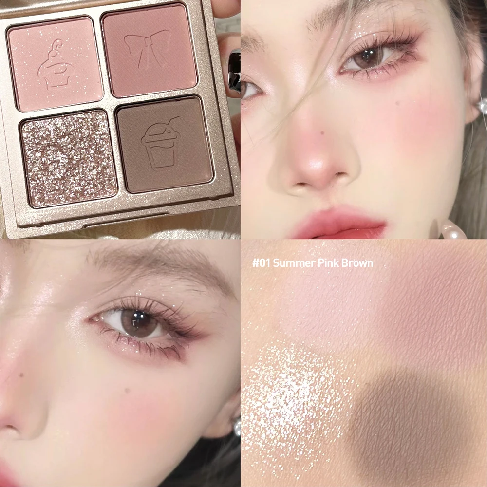 ART VALUE 4 Colors Eyeshadow Palette Glitter Pearly Eye Shadow Nude Long Lasting Charming Eyes Make Up Palette Cosmetics