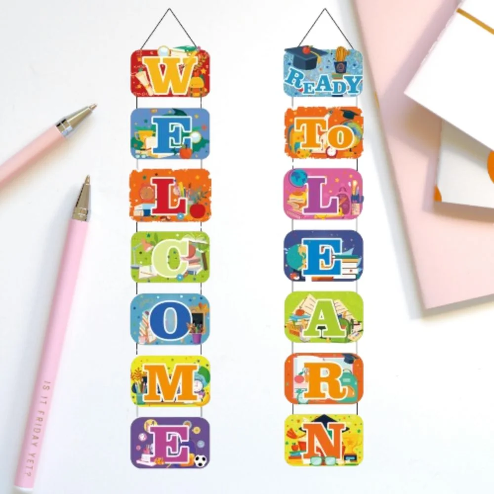 

School Season Back To School Letter Banner Blackboard Book Welcome To School Couplet Backpack Paper Door Hanging Decoration