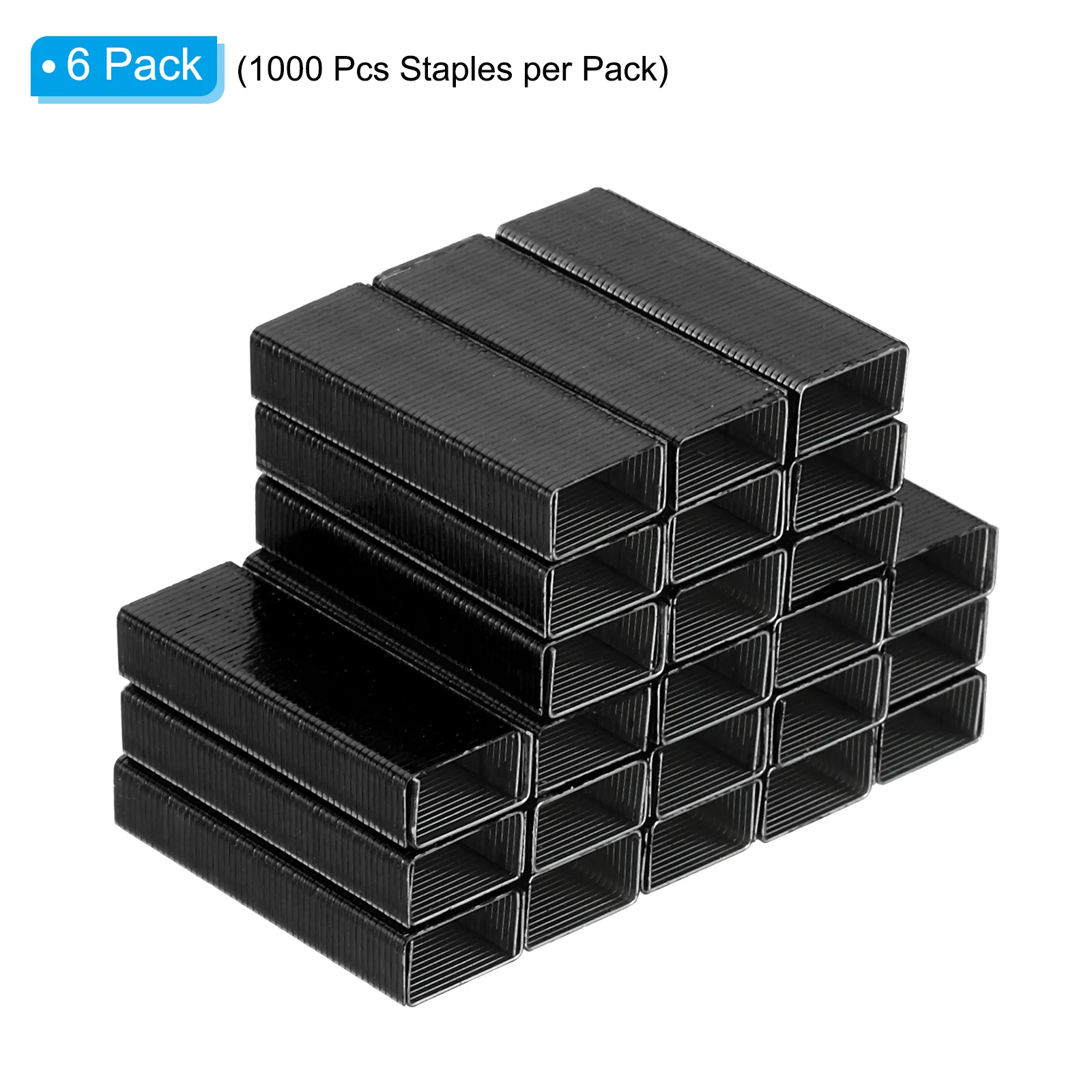 6000Pcs/6Pack Black Metal Staples #10 Office Stationery Staple Mini 3/16 Inch Length Staples Jam Free Office Stationery Supplies