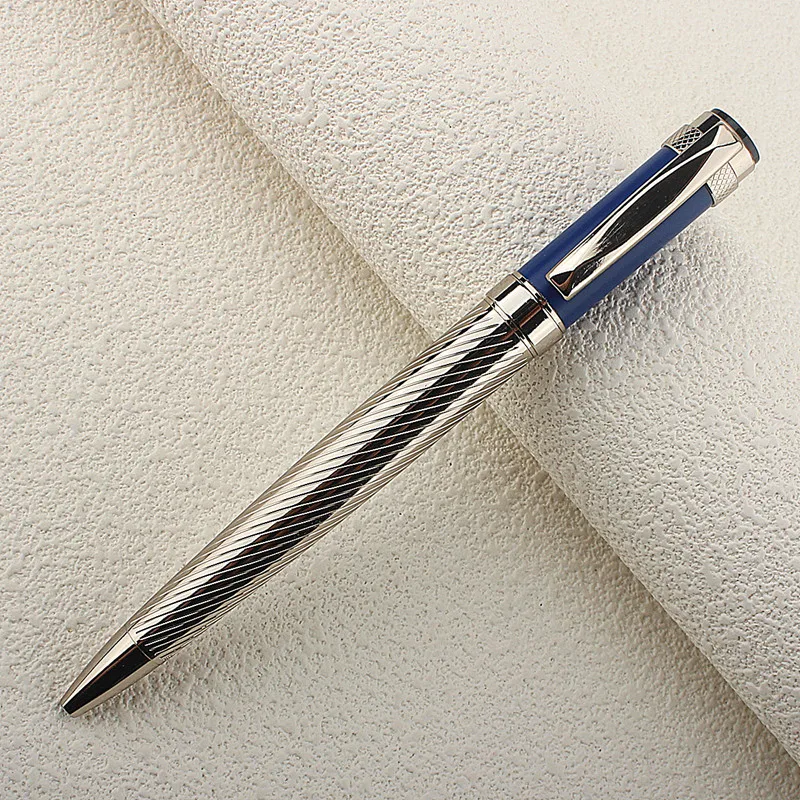 Metal Gel Pen Stainless Steel Material Rotate Pens Ink Colors Blue Writing 0.7mm for School Office Stationery Ball Point Pen image 5