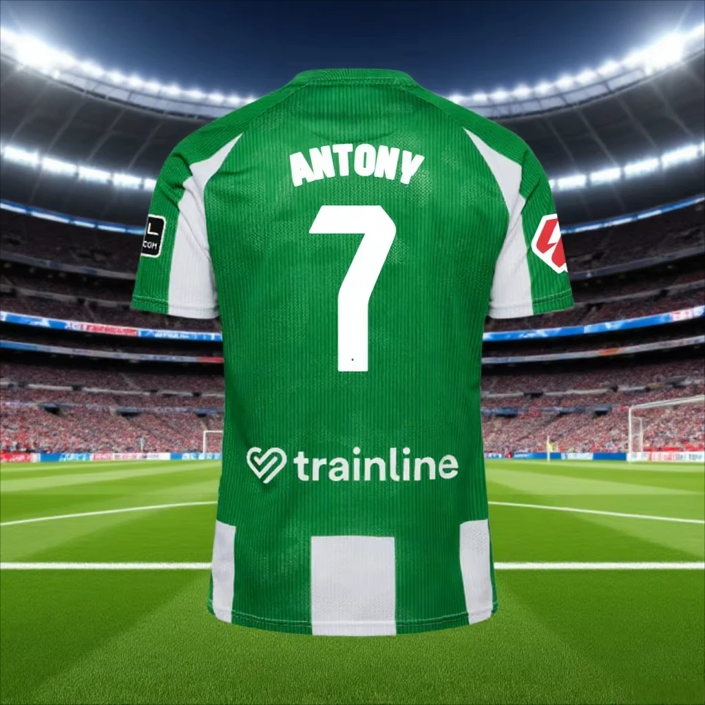 Camiseta Real Betis 25_26 Jersey Antony Casual Deportes Secagem Rápida Respirable Adulto Niños Mesma Camisa