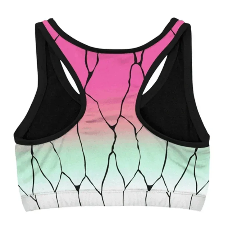 اللياقة البدنية الصالة الرياضية أنيمي شيطان القاتل Kochou Shinobu تأثيري حلي الرياضة تجريب الجري قصيرة الصدرية ملابس رياضية لليوجا رياضية