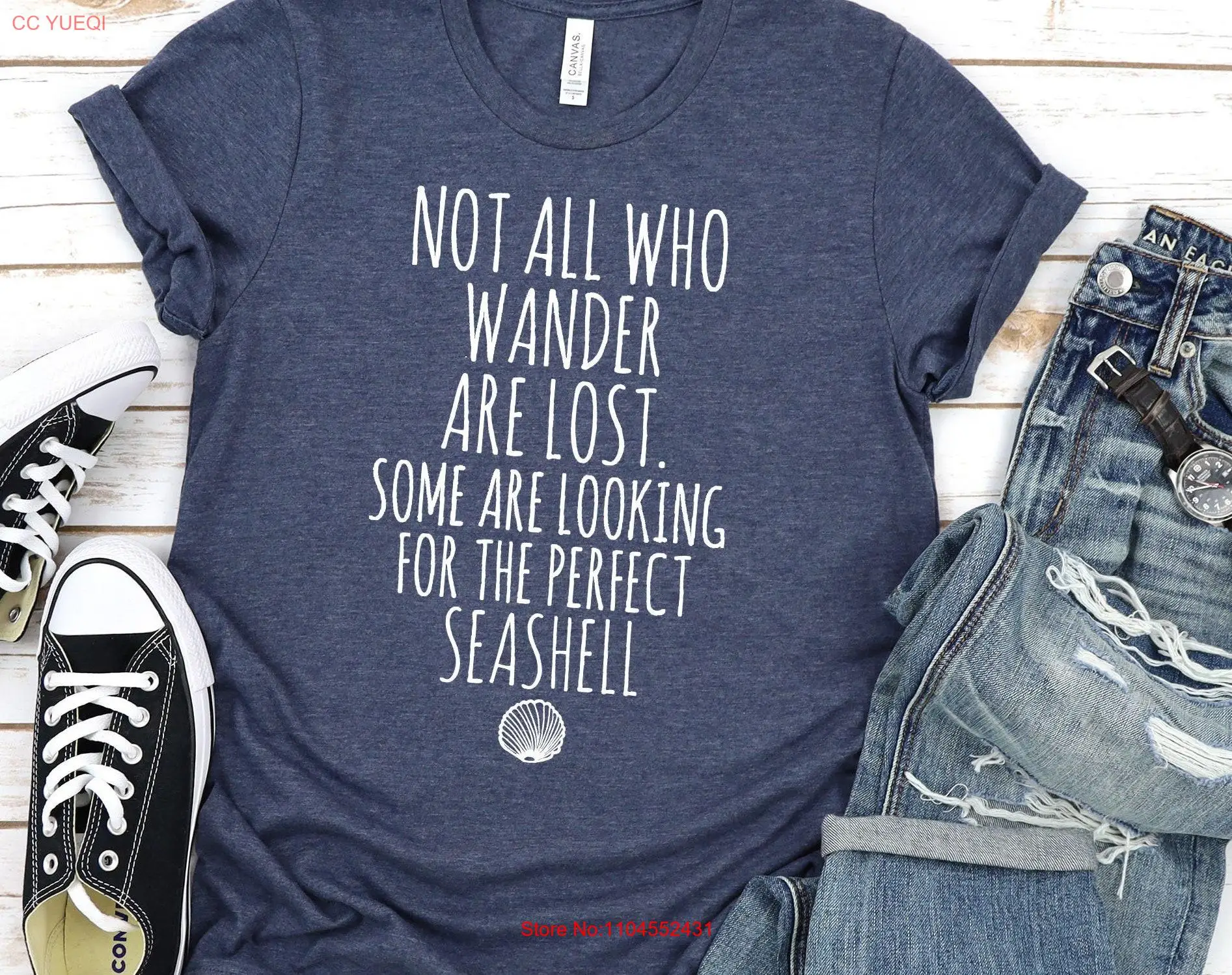 

Original Design Seashell Lover T Shirt Not Lost But Wandering Looking for Perfect Beachcomber Collector