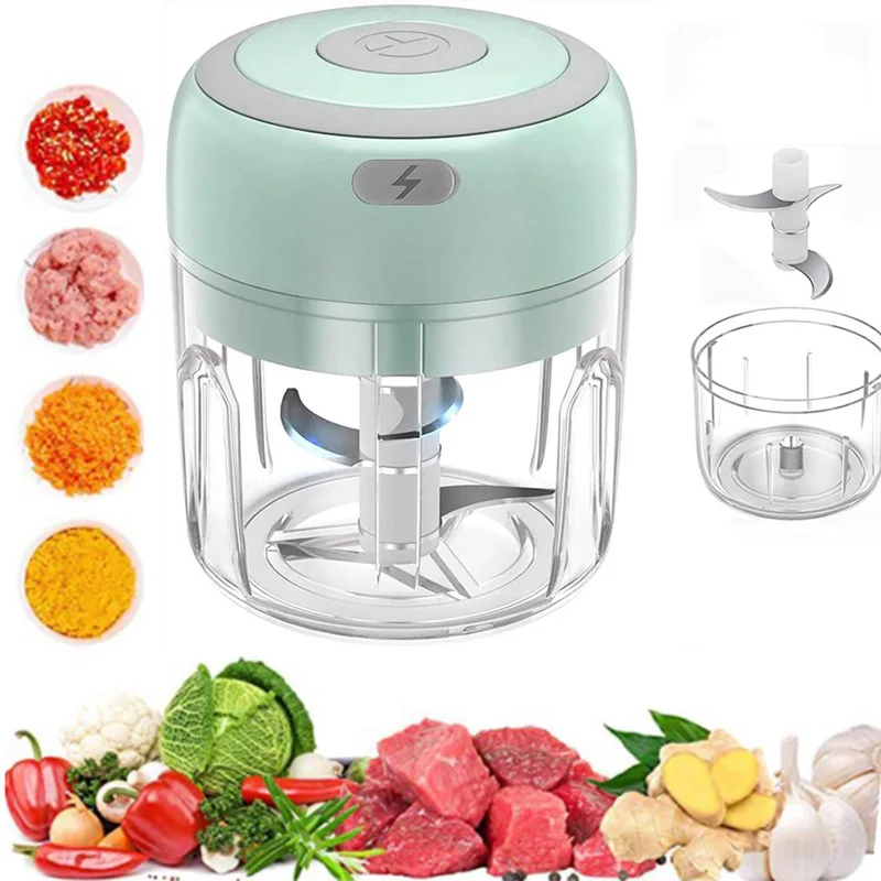 Electric Mini Garlic Chopper 250ml Wireless Portable Onion Chopper Mini Chopper Food Processor For Pepper Chili Vegetable Nuts
