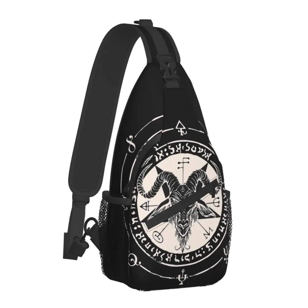 Sigil Pentagram Satanic Goat Lucifer Crossbody Chest Bags Baphomet Pockets Travel Pack Messenger Sports Teens Shoulder Bag