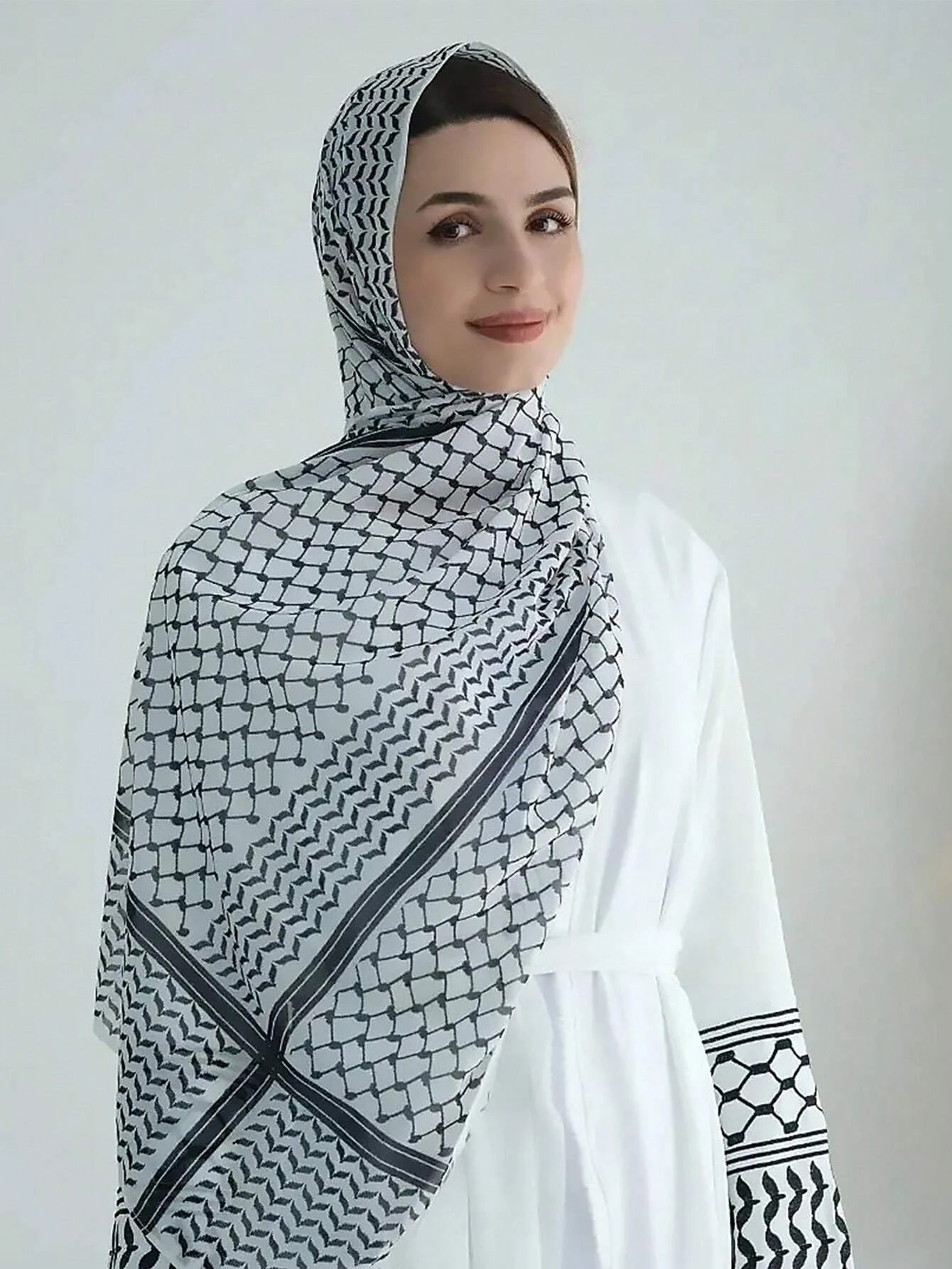 Trendy Keffiyeh Print Chiffon for Muslim Ladies Hijab Keffiyeh Palestine Shawl Wraps Hijab Palestinian Scarf 185X70CM