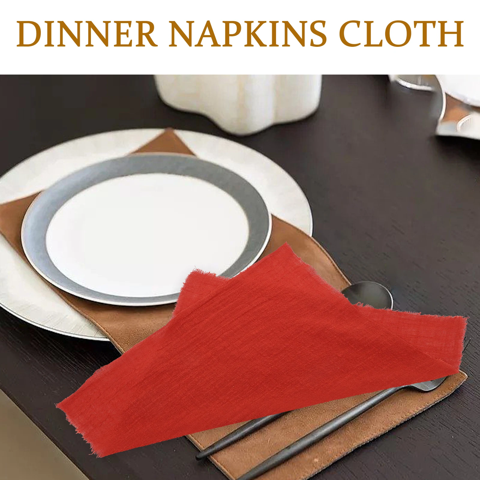 

12 Pcs Caramel 42cm Square Polyester Napkins Reusable Washable Dinner Cloth Wedding Party Table Napkin Home Hotel