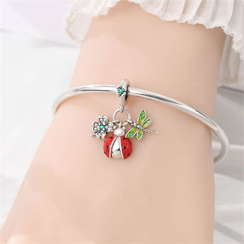 2026 Summer 925 Sterling Silver Ladybug Dragonfly Clover Charms Bead Fit Original Bracelet DIY Women Travel Jewelry