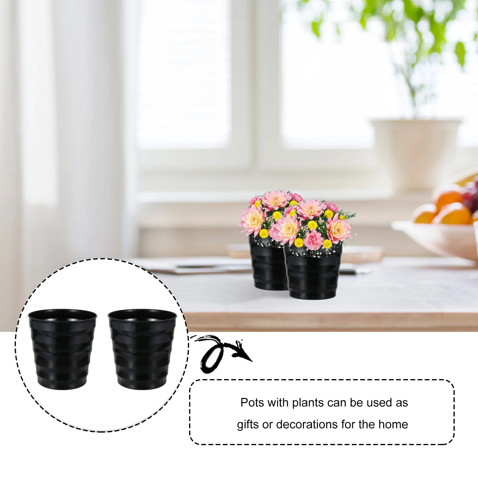 

2 Pcs Thickened Flower Pot Plastic Planter Sturdy Base Drainage Hole Home Decor Gardening Plant Vase Smooth