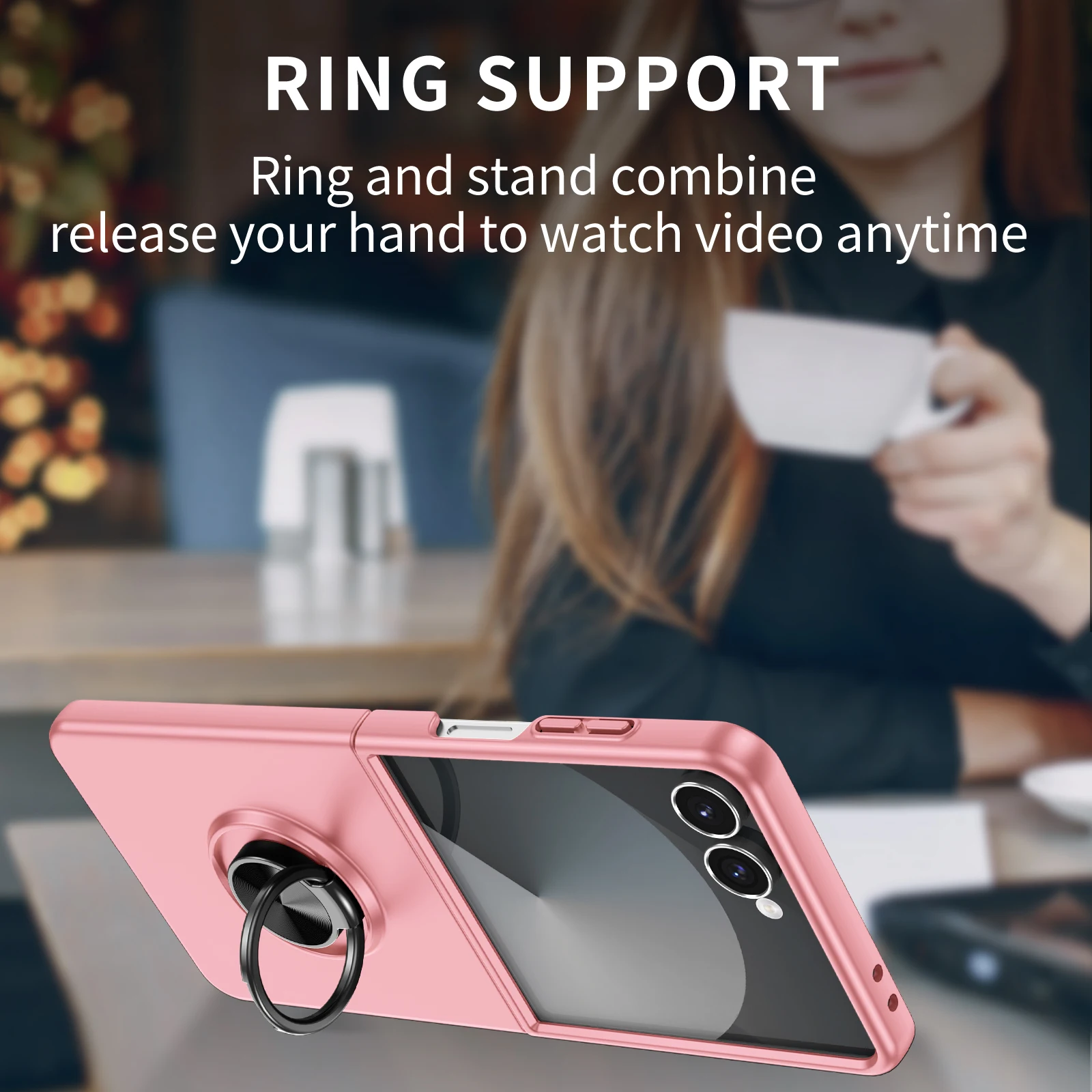 Fashion Protective Case For Samsung Z Flip 8 7 FE 6 5 Invisible Metal Plate Magnetic Car Mount Rotating Stand Anti-scratch Cover - view 6