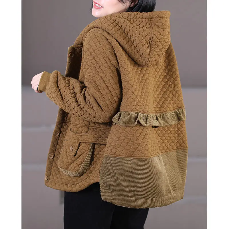 

Winter Clothes 2022 New Women's Jacket Loose Large Size Splicing Thickened Lamb Wool Cotton Sweatshirt Short Coat Abrigos T1584