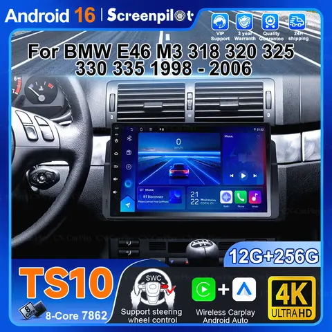 For Bmw E46 M3 318 320 325 330 335 1998 1999 2000 2001 2002 2003 2004 2005 2006 Android 16 Carplayer Car Radio Stereo Multimedia