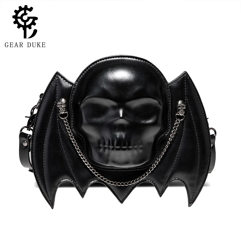 Bag female European and American punk creative bat design skull head lady one-shoulder oblique span bag