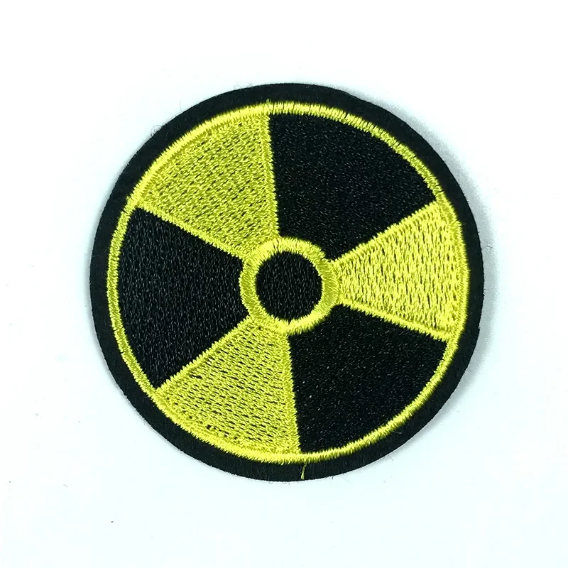 Caldo! Skeleton Man & Radiation Warning Symbol patch ricamo Satan SKULL 666 Iron on patch per abbigliamento Applique