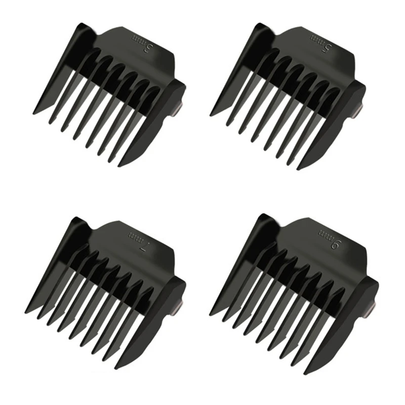 4Pcs Limit Comb Replacement Combs Trimmer Head Limit Comb For  Hair Clipper 3Mm 5Mm 7Mm 9Mm,Black
