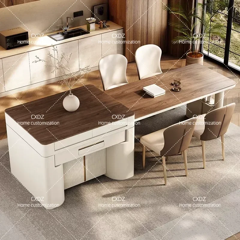 Modern Island Mahjong Table with Rock Slab Top Integrated Retractable Dual Purpose Household Automatic Mahjong Machine Multi