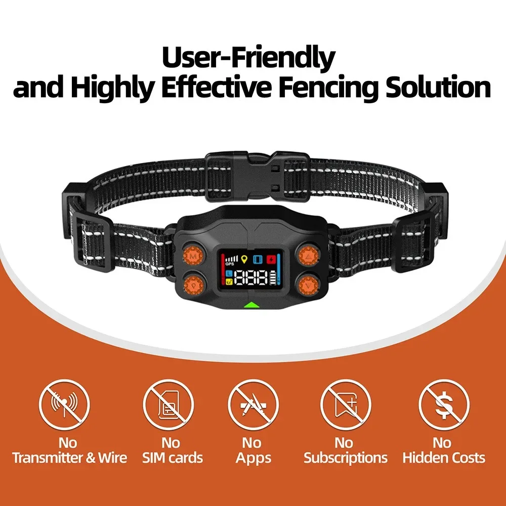 

New Arrival Invisible Electric GPS Wireless Dog Fence, Outdoor IPX7 Waterproof Dog Shock Training Collar Pet Containment System