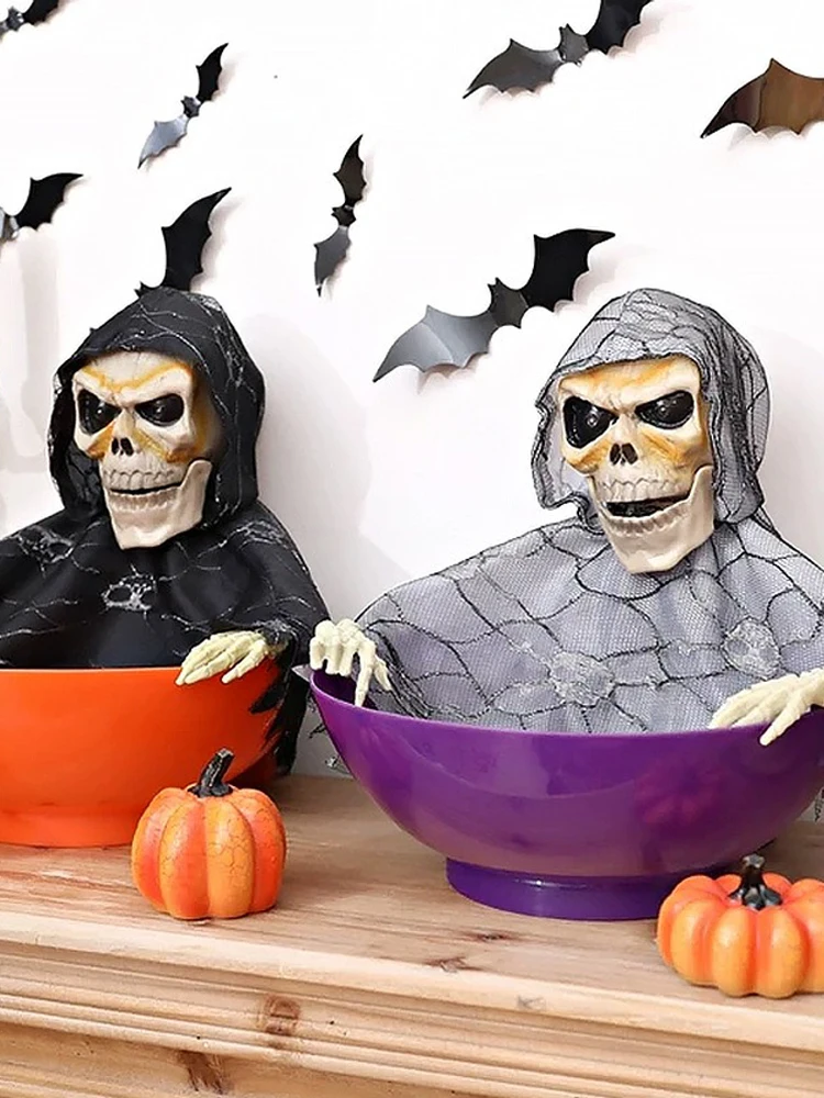 할로윈 캔디 그릇, 움직이는 할로윈 캔디 그릇, 눈이 빛나고 소리가 나는 유령 과일 그릇