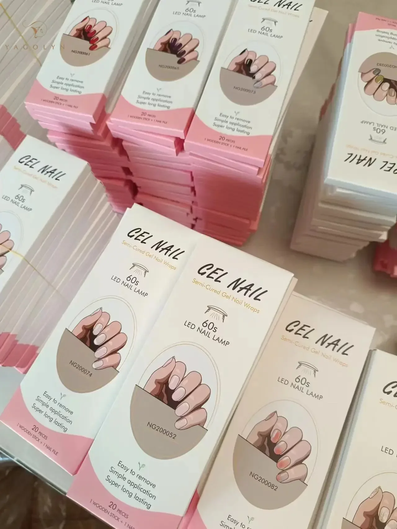 Tira de parche de uñas de Gel semicurado, deslizador adhesivo de larga duración, envolturas de uñas de cubierta completa, pegatina de manicura de esmalte de Gel UV, serie NG de 20 puntas