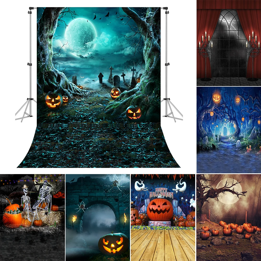 

Bonvvie Halloween Backdrop Vintage Castle Wall Skull Children Portrait Photography Background Party Decor For Photo Studio