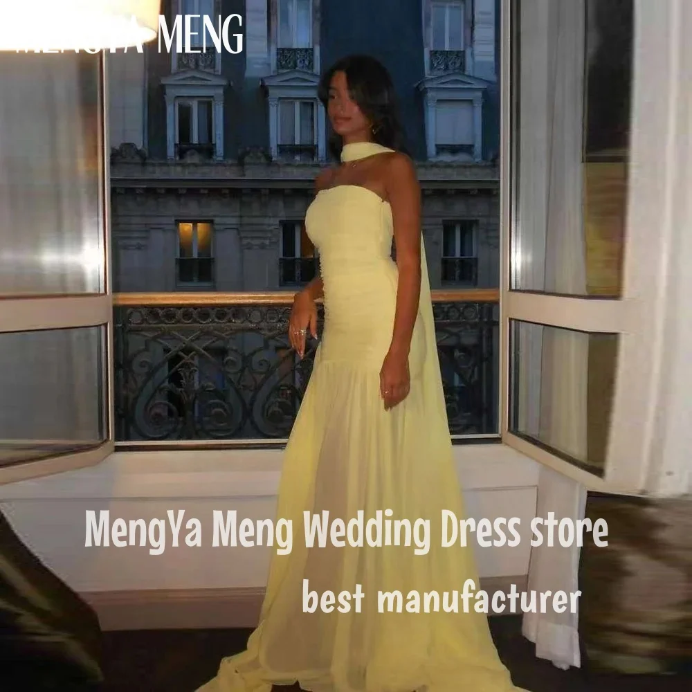 

ZHUISHU Simple Mermaid Formal Evening Dresses With Scalf Chiffon Long Prom Gowns Arabic Women Special Occasion Dress Customized