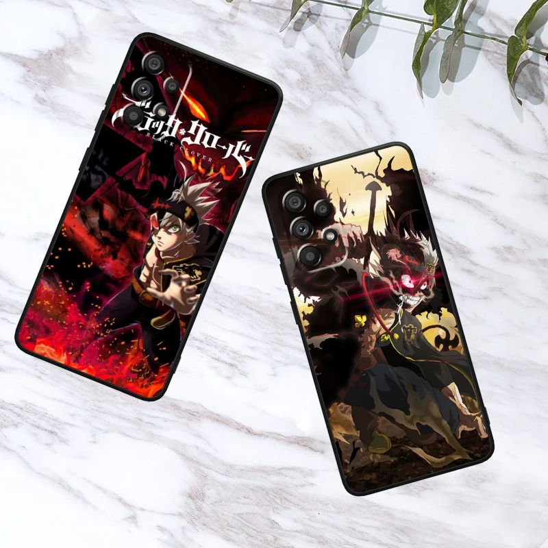 Black Clover Cartoon Cool For Samsung Note 20 10 Ultra Plus A31 A14 A12 A70 A34 A25 A04 A05 A15 A24 5G Black Funda Phone Case