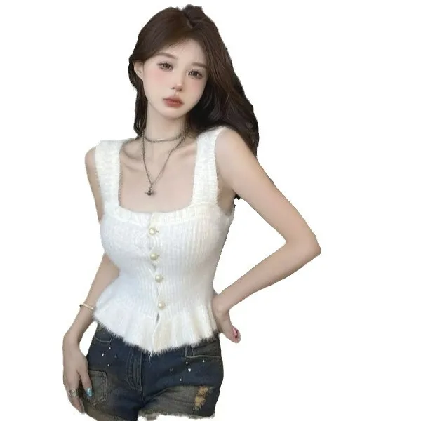 Imitation Mink Fur Sweater Vest Women's Autumn Winter Outdoor Wear, Pure Desire For Sweet And Spicy Girls, Strapless Top,