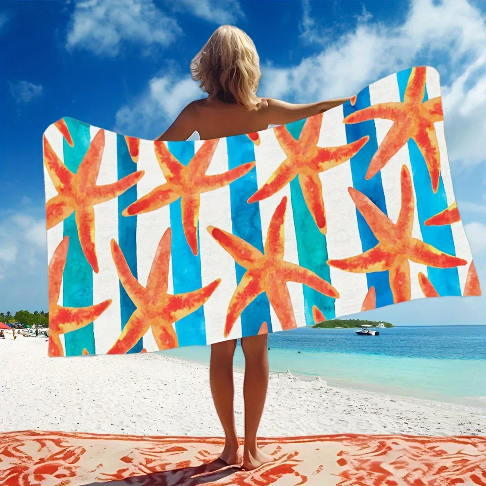 

Colorful Seastar Beach Towel for RoomMicrofiber Fleece Bath Towels for Yoga, Travel, Swimming, Fitness and Camping