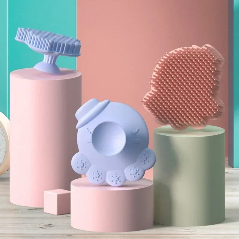 

Cute Soft Bristles Shampoo Scrubber Baby Silicone Bath Brush Body Cleaning Shower Sponge Tool Massage Brushes Hair Accessories