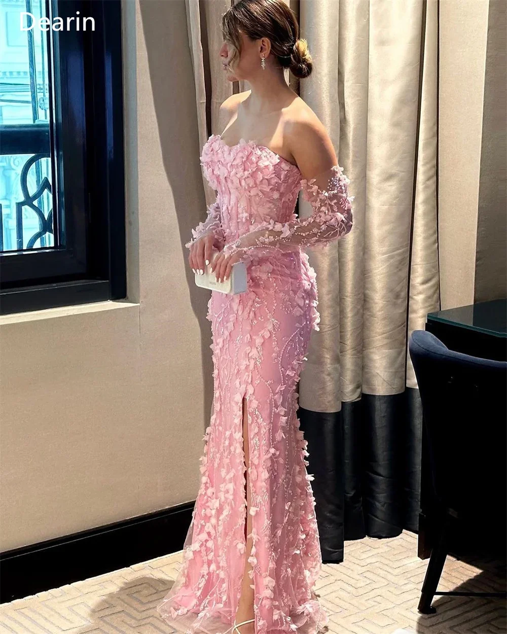 Customized Evening Dress Dearin Off-the-shoulder Mermaid Floor Length Skirts Layered Applique Flower Bespoke Occasion Dresses Pr