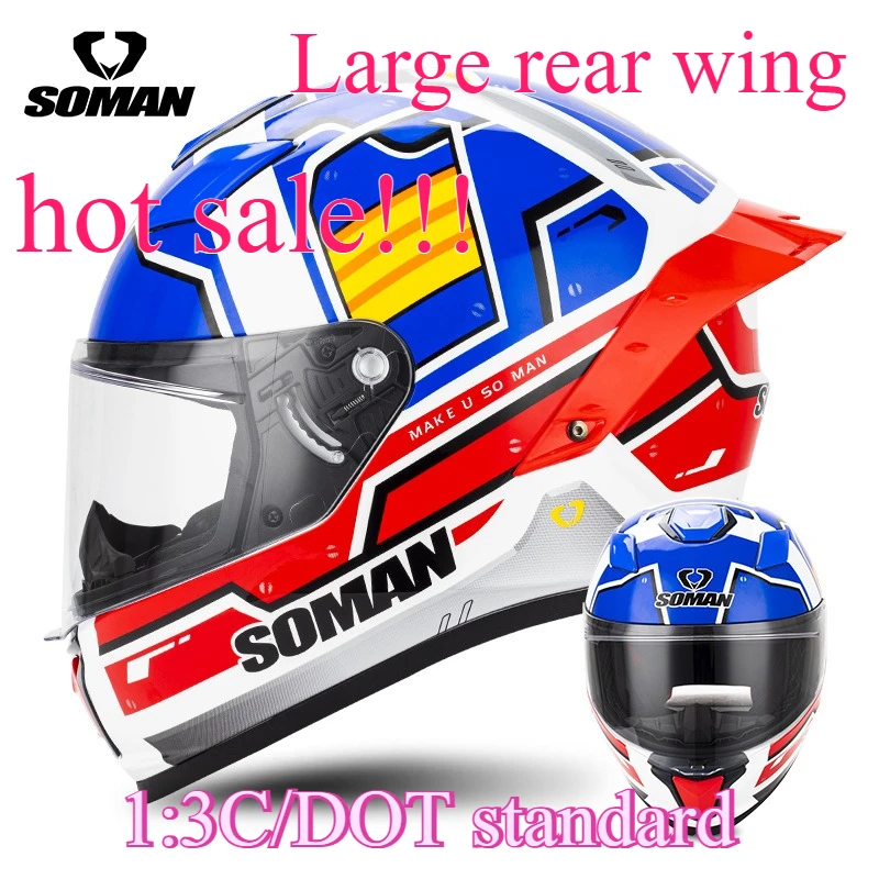 

SOMAN Motorcycle Racing Helmet Warm Noise Reduction Personalized Four-season F1 Full Helmet Visera Casco Moto