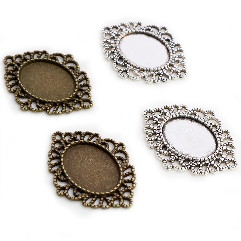 10 sztuk 13x18mm wewnętrzna rozmiar brąz antyczne srebro pozłacane prosty styl podstawa z kameą i kaboszonem ustawienia Charms wisiorek naszyjnik ustalenia