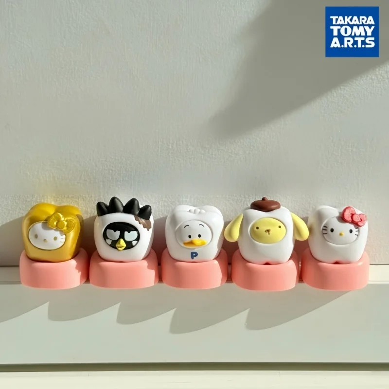 

Takara Tomy Sanrio Tooth Shaped Gashapon Figure Hello Kitty My Melody Pompompurin Mini Desktop Collectible Ornament Toy