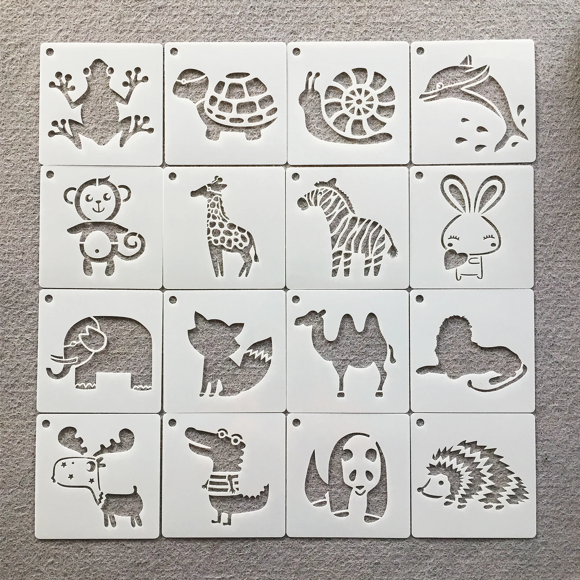 

16Pcs/Set 13cm Zoo Animals Elephant Lion DIY Layering Stencils Wall Painting Scrapbook Coloring Embossing Album Decor Template