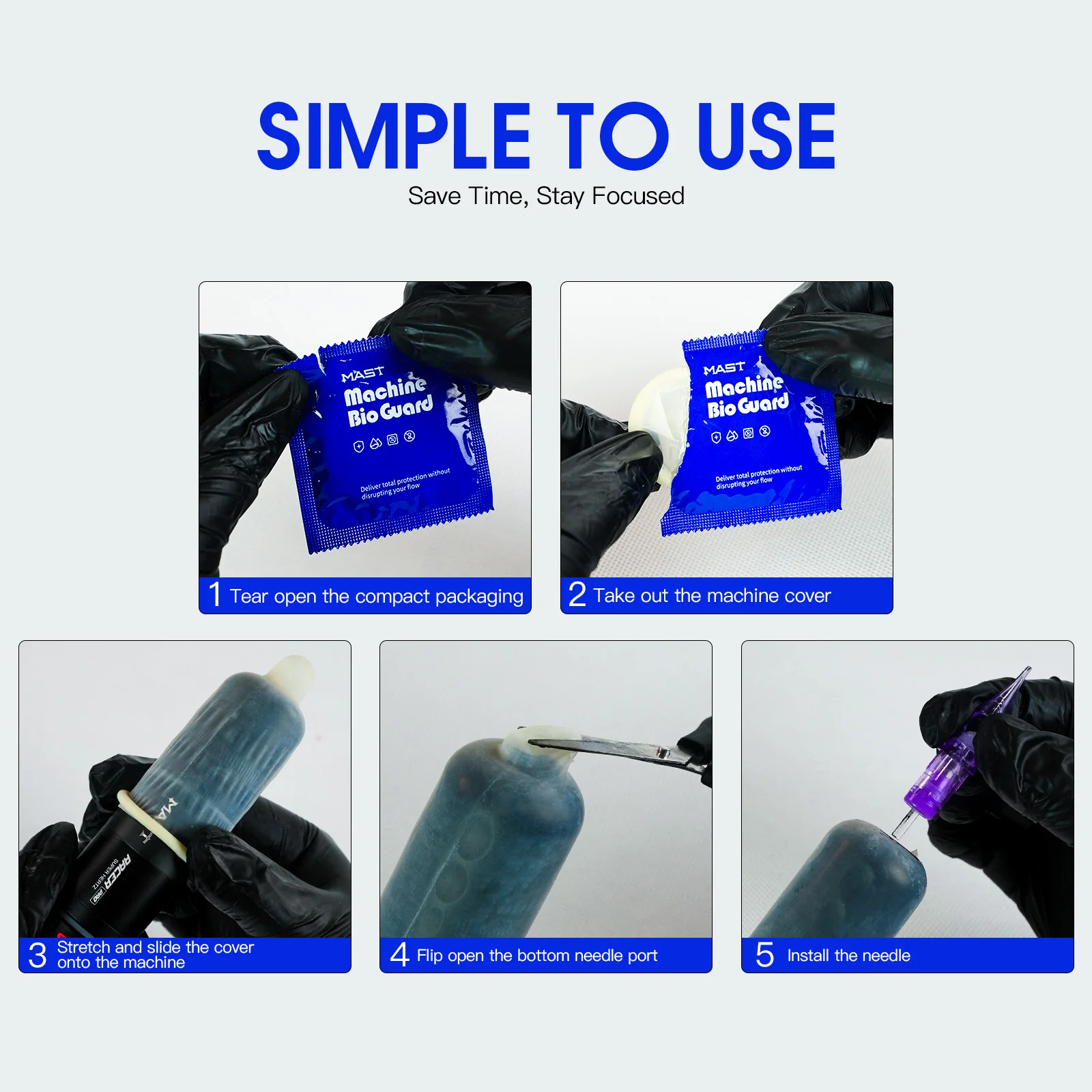 MAST Tattoo 50Pcs Disposable Tattoo Machine Covers 12Pcs Grip Wrap Hygienic Durable Safety for All Tattoo Pen Supplies view 4