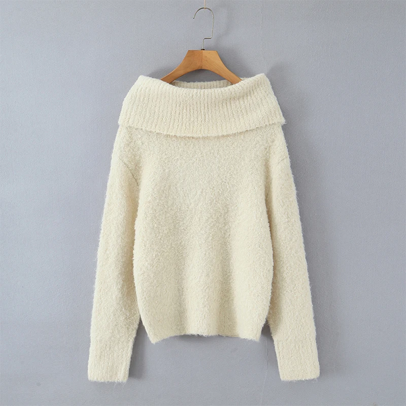 YENKYE الكورية نمط الصلبة مثير قبالة الكتف سترة المرأة ربيع الخريف طويلة الأكمام لطيف متماسكة البلوفرات