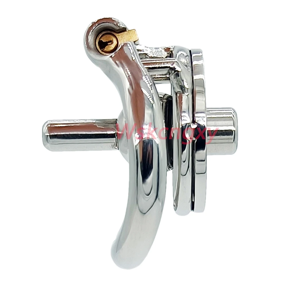 Stainless Steel Flat Male Chastity Devices Extrem Mini Cock Cage with Knot Urethral Catheter Sex Toys for Men Sissy Penis Lock - view 3