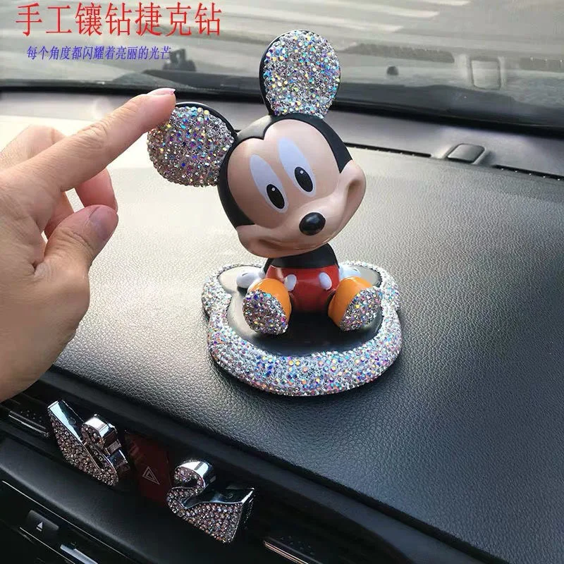 Disney Mickey Mouse Minnie Actiefiguur Cartoon Diamant Inlay Pop Model Kawaii Mickey Sculptuur Desktop Auto Ornamenten Decor