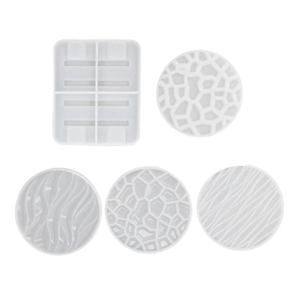

5pcs 3D Wavy Silicone Mould Durable Reusable White Coaster Mould Round Easy to Demould DIY Coasters Mould DIY Craft