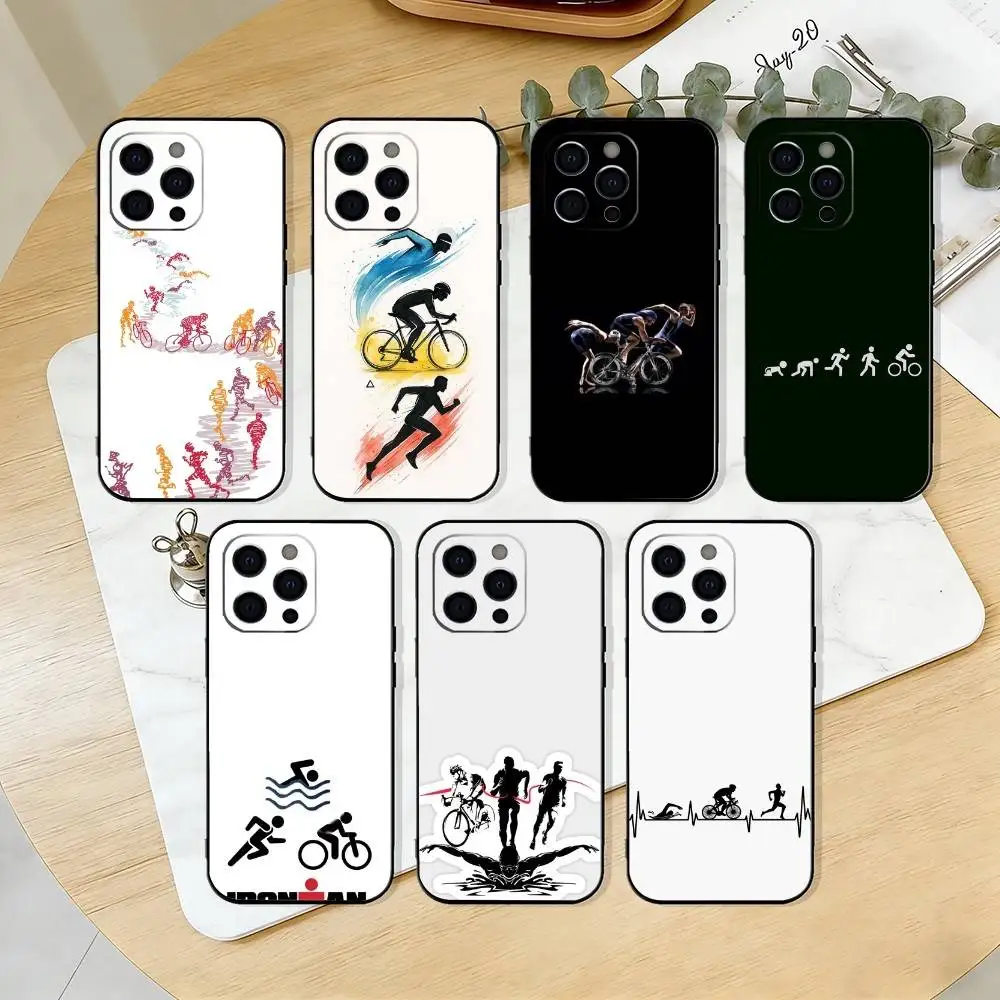 

t-Triathlon s-Swim Bike Run Tri Life Phone Case For iPhone 17,16,15,14,13,12,11 Plus,Pro Max,XS,Soft Silicone Black Cover