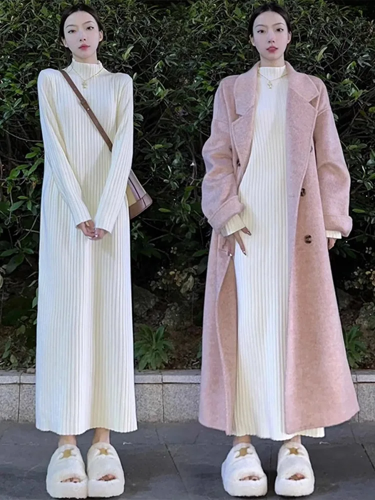 Knielange Pullover, Y2K-Pullover, Pullover für Damen, Zopfmuster, lockere Passform, Büro, Matrosenstil, Damen, minimalistisch, thermisch, heiß, dehnbar