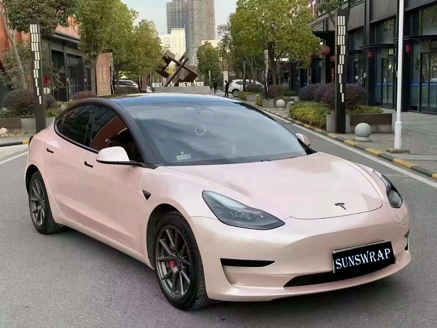PET Super Gloss White Peach Powder High Glossy Vinyl Wrap Auto Car Sticker Decal Film Sheet Bubble Free Air Release Technology