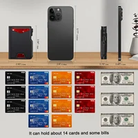 New Black Leather Wallet for Men Slim Bifold RFID Blocking Wallet with Pop-Up Metal Card Holder & Card Sleeves POP UP Wallet 6